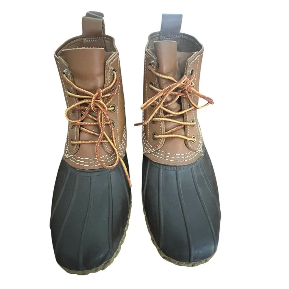 L.L.Bean Bean Boots 6” Men’s Size 8 Brown Leather Rubber Duck Boots Made USA
